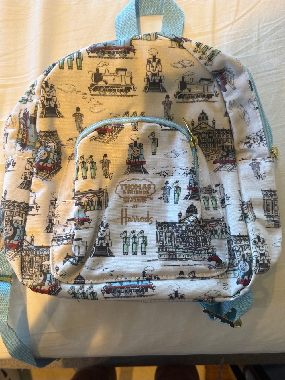 Thomas & Friends x Harrods 75th Anniversary Mini Backpack - Cream & Light Blue